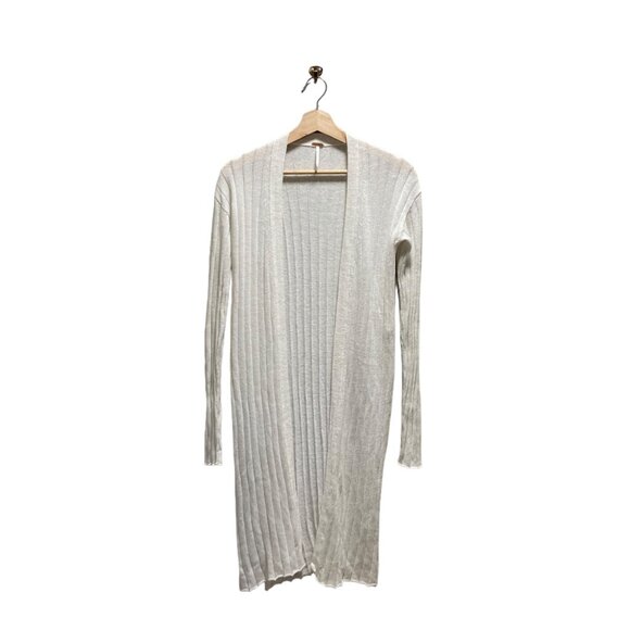 Free People Ribby Rib Maxi Cardigan White Size XS Beach Coastal Minimalist Linen - Picture 2 of 16